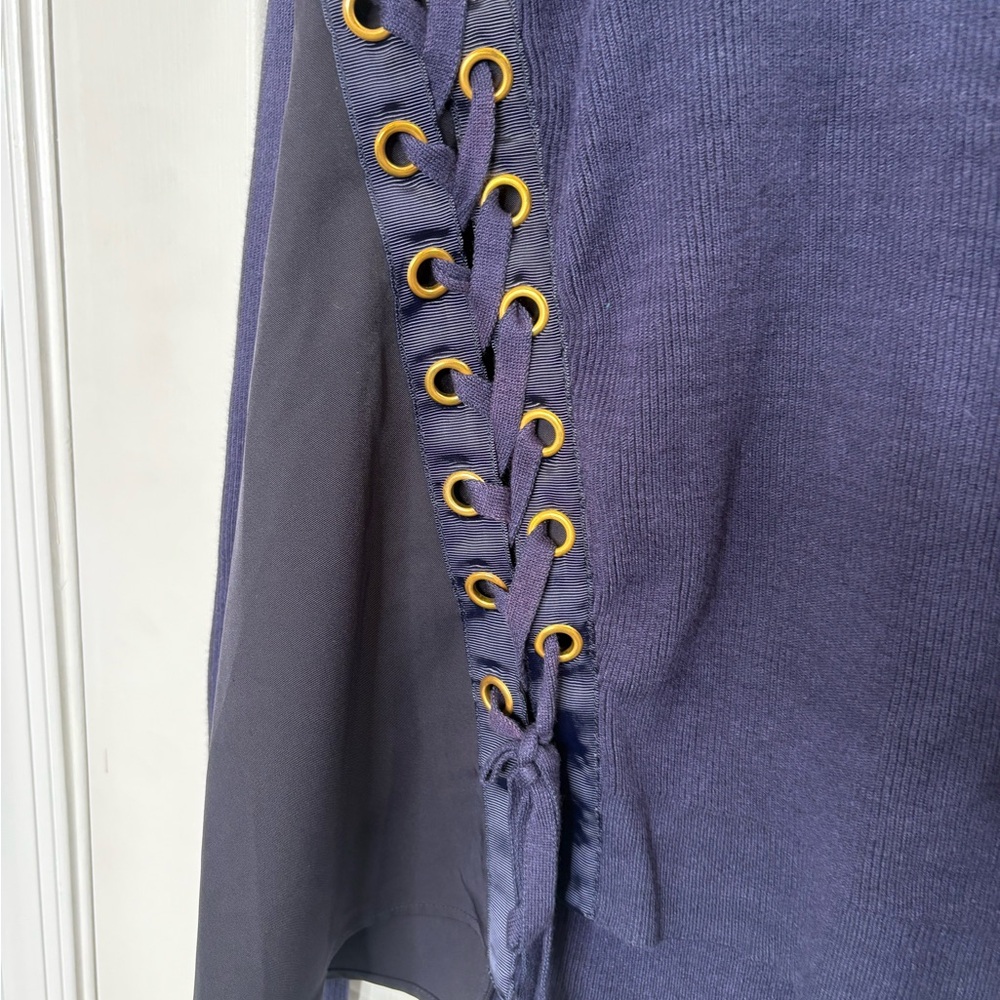 INC International Concepts Navy Lace Up Side Knit Sweater Size M - Picture 4 of 4